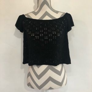 ❤️  Zara Open Eyelet Cropped Top Off Shoulder